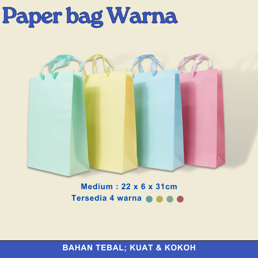 

Paper Bag/ Paper Bag Warna ukuran 22 x 6 x 21CM