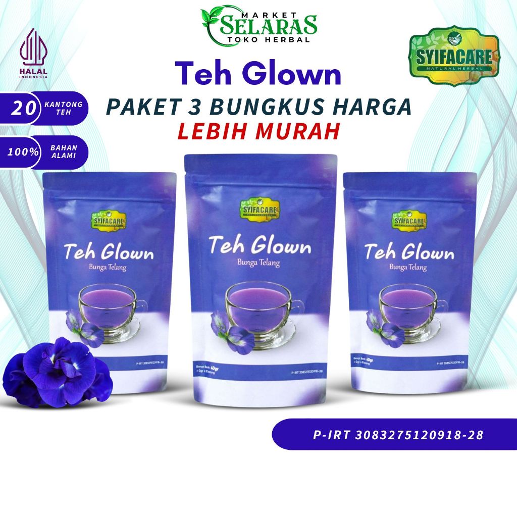 

Paket 3 Bungkus Teh Glown Syifacare | Teh Celup Glown Mengurangi Kemerahan Pada wajah | Teh Glown Membantu Mencegah Penuaan Dini