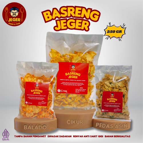 

BASRENG JEGER - 250 gr Keripik Basreng daun jeruk