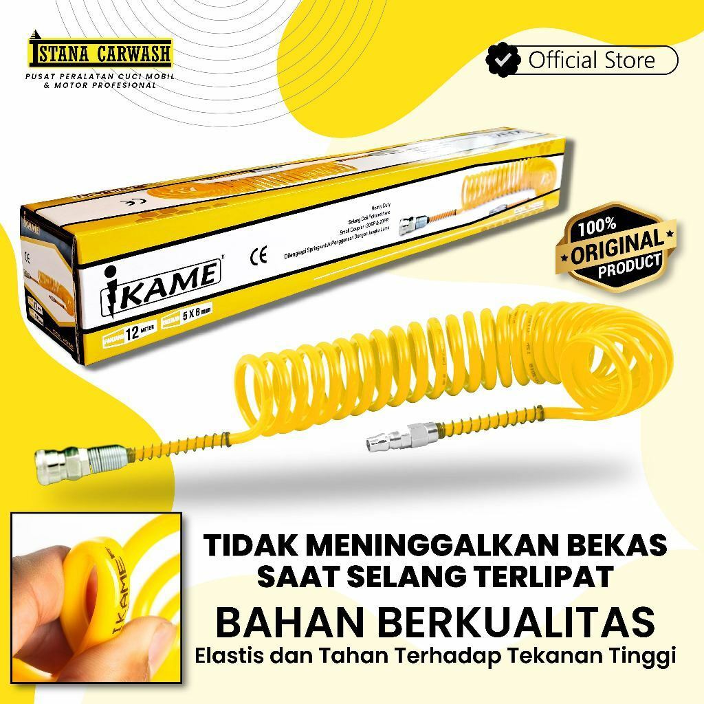 Selang angin recoil spiral / Selang Angin kompresor / selang angin Spiral 12 M IKAME