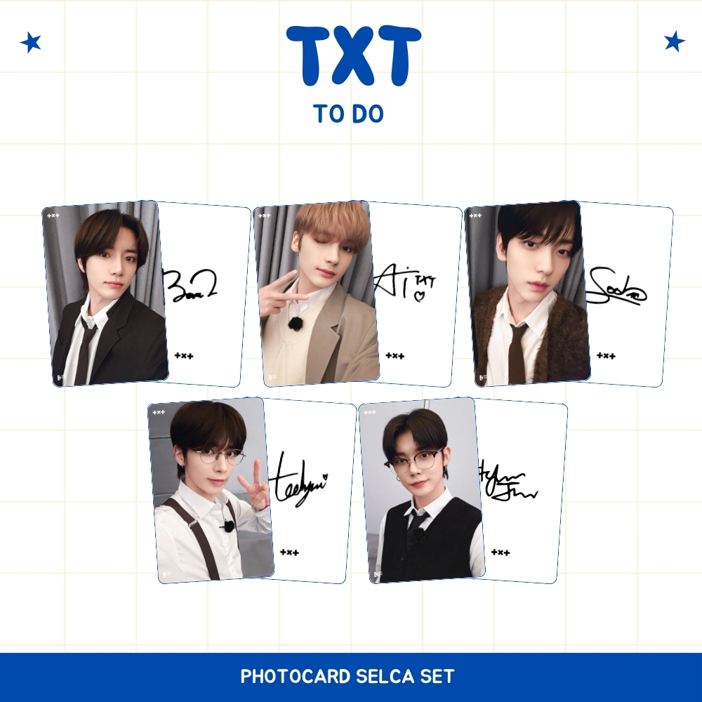 PHOTOCARD TOMORROW X TOGETHER SELCA TO DO TEMPTATION 2SISI (ISI 5 PCS + LAMINASI 2 SISI) TANDA TANGA