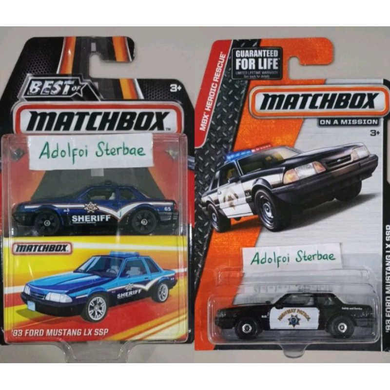 matchbox '93 ford mustang lx ssp mbx heroic rescue highway patrol police best of matchbox sheriff 65