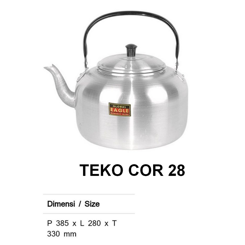 Teko Cor 28 Global Eagle SNI / Teco Kettle Ceret Aluminium 28cm / Ketel Teko Angkringan 7 Liter