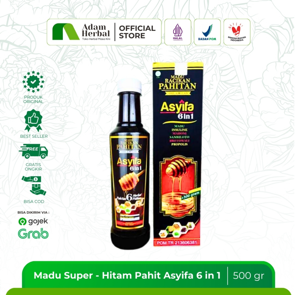 

Madu Hitam Super Pahit Asyifa 6 in 1 500gr | Untuk penyembuhan penyakit bronitis, asma, diabetes, TBC, typus