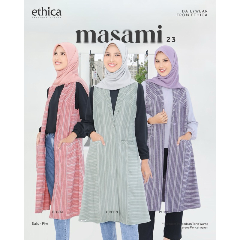 ETHICA MASAMI 23 OUTER POTONG MOTIF GARIS WANITA | CARDIGAN PANJANG