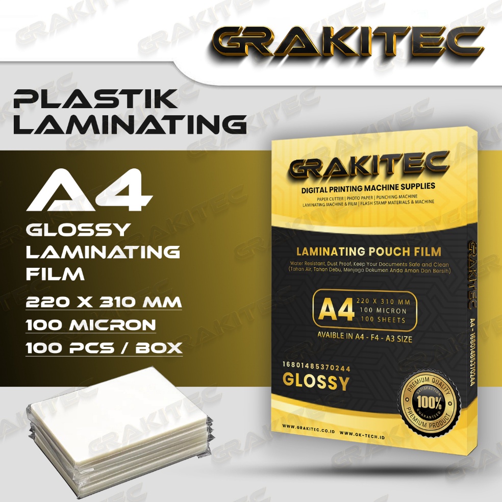 

KODE R49J Plastik Laminating FIlm A4 Glossy 1 MICRON 1 PCS GRAKITEC