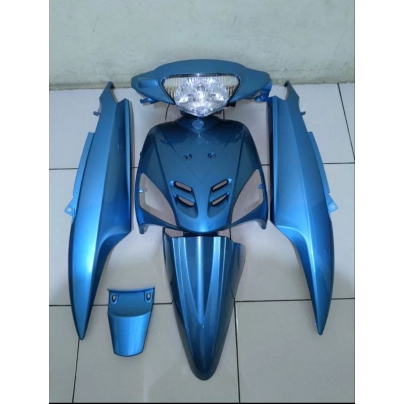 Full body halus yamaha mio sporty custom spakbor mio soul warna biru telor asin dan lampu depan+sein