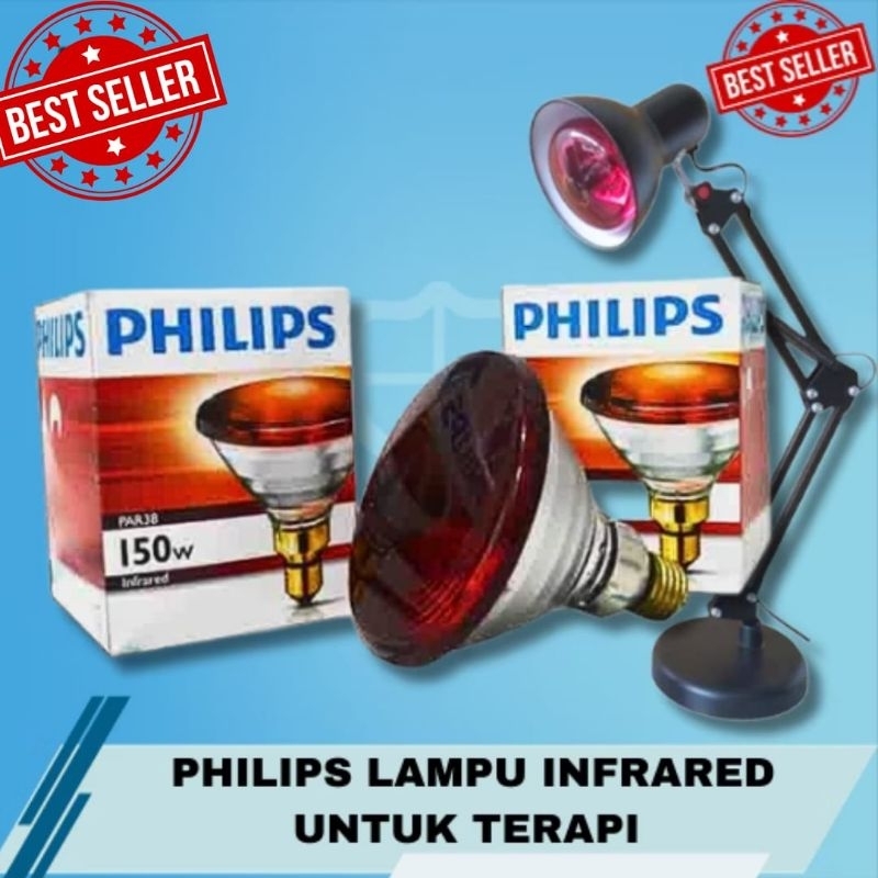 Set Terapi Fisioterapi Infrared Philips Asli 150 watt + Standing
