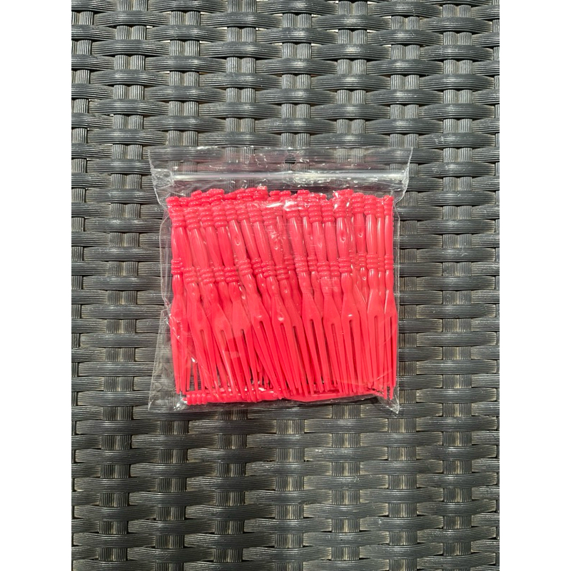 Garpu buah/garpu kue/garpu kecil plastik untuk snack hajatan isi 100pcs