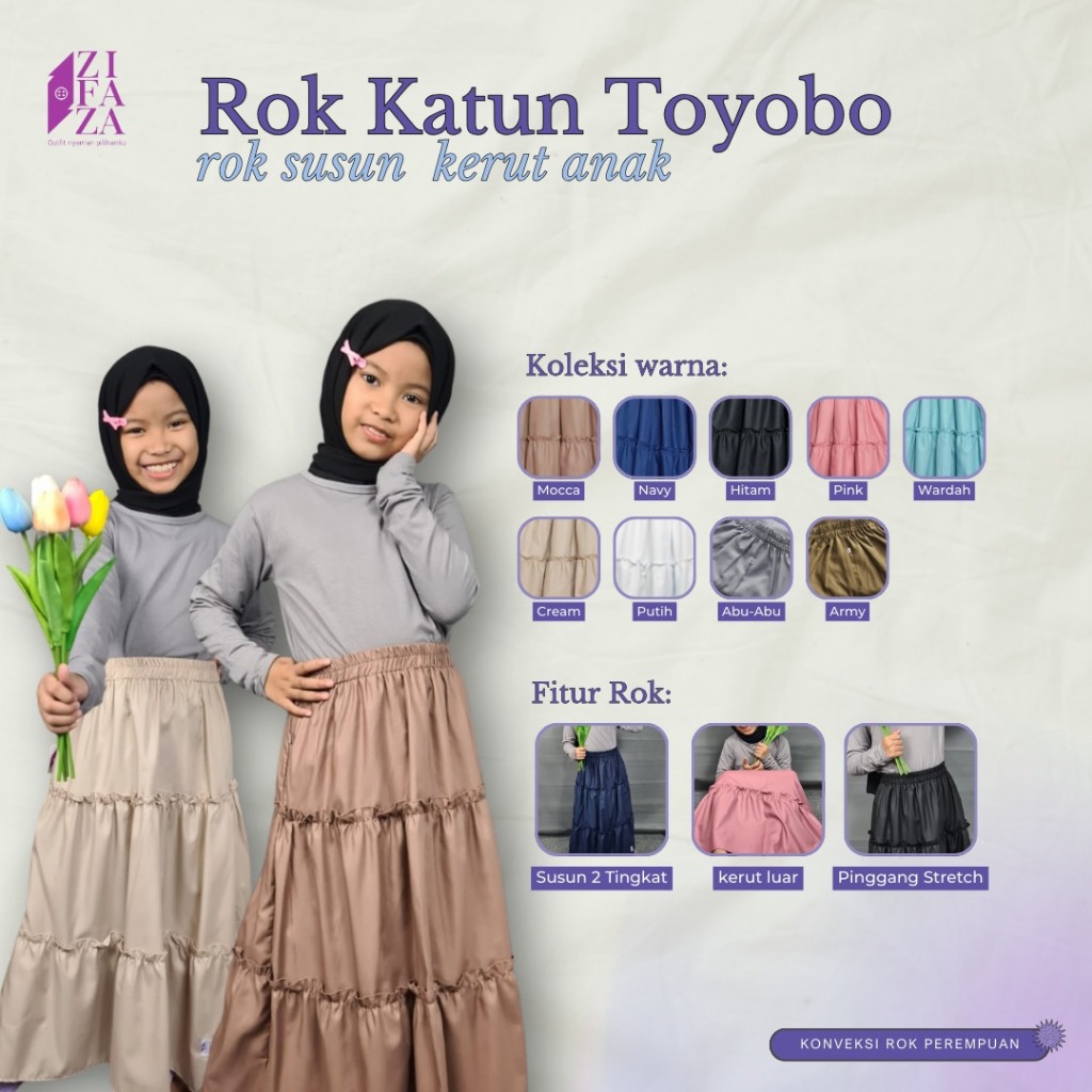 Rok Anak Perempuan - Rok Anak Perempuan Panjang Import - Rok Toyobo Anak Perempuan - Rok Panjang Bah
