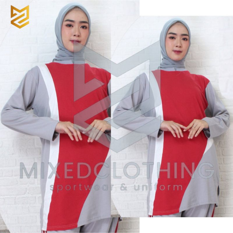 kaos olahraga muslimah tunik wanita/baju olahraga mislim/kaos tunik/baju kaos