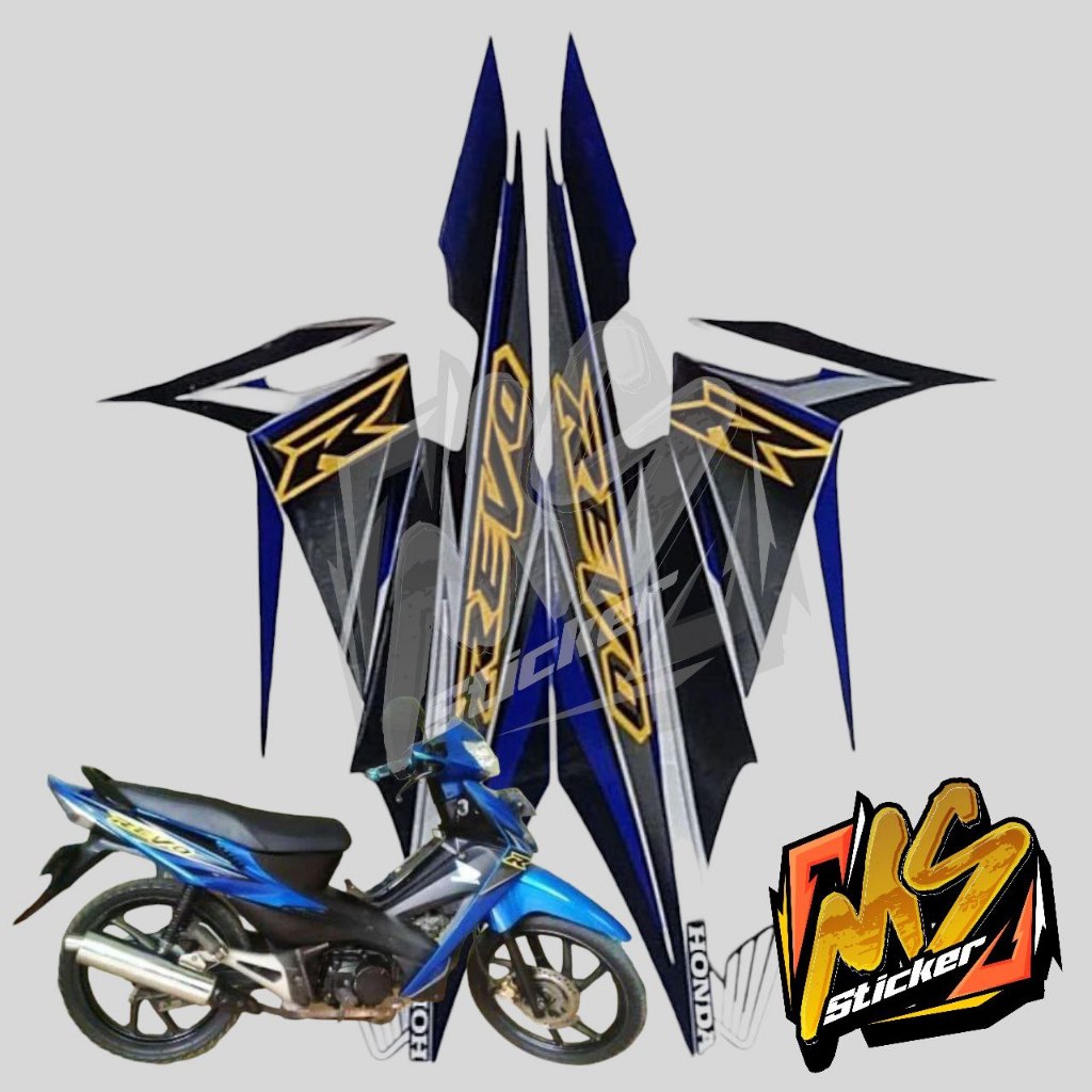 STICKER STIKER POLET LIS STRIPING MOTOR FULL BODY HONDA REVO R REVO LAMA WARNA BIRU ABU ABU