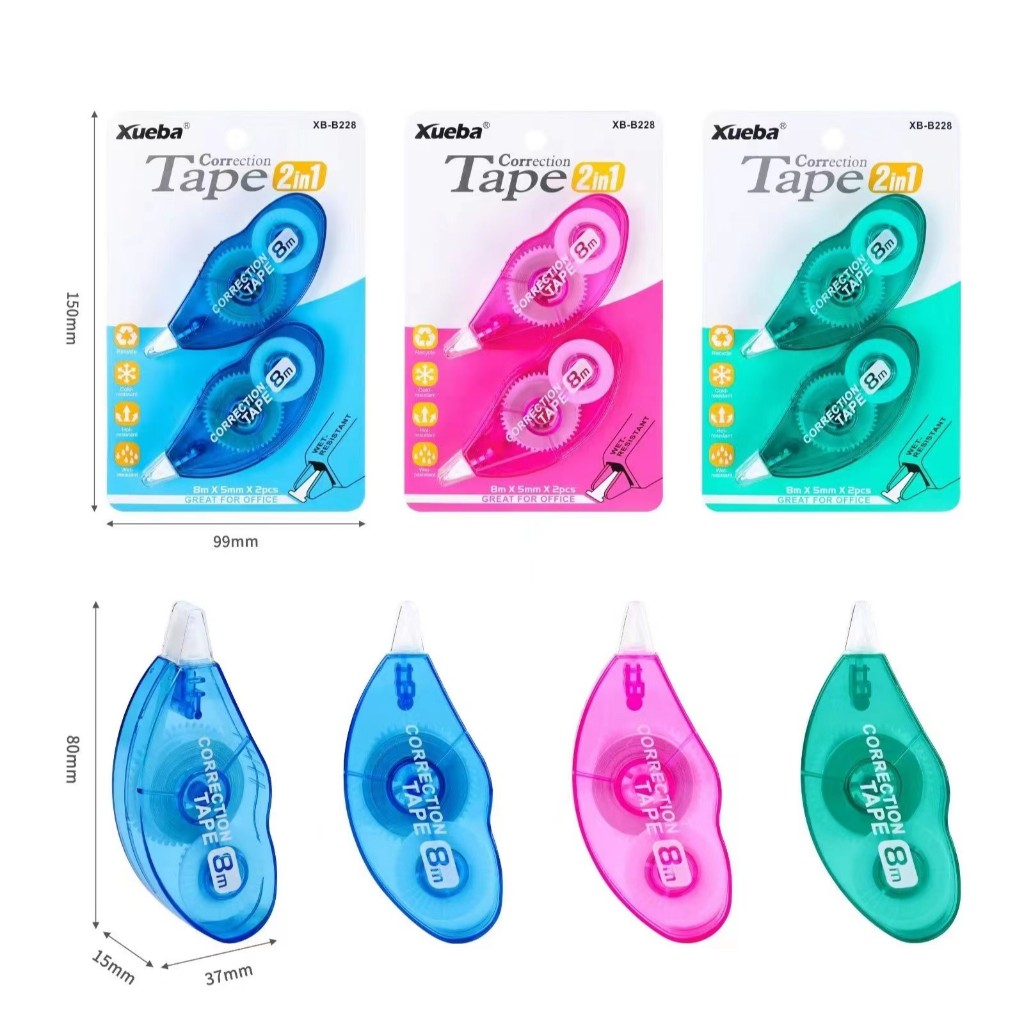 

Pita Koreksi 8m / Tipe X Kertas Murah / Correction Tape 8m Set 2 XB B228