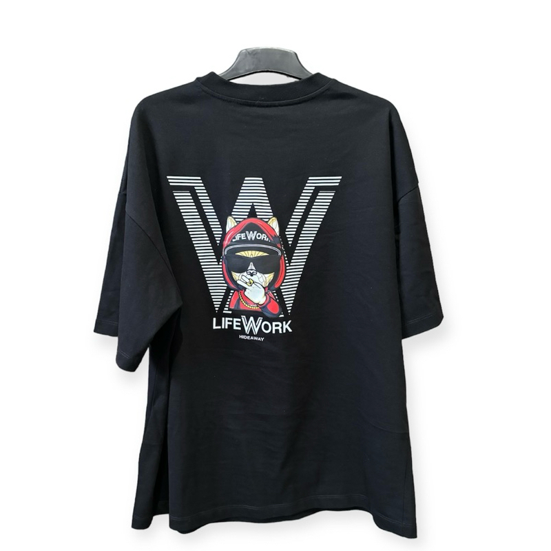 Kaos tshirt hitam L besar print dog hoodie merah lifework