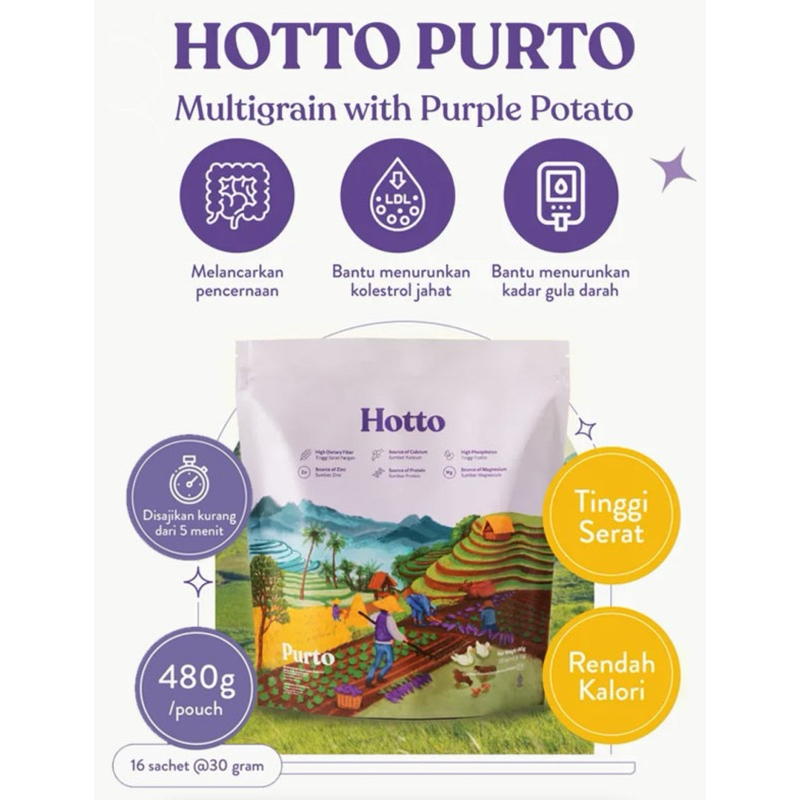 

HOTTO PURTO 100% ORIGINAL exp 2026 multigrain oat 1 pouch 16 sachet