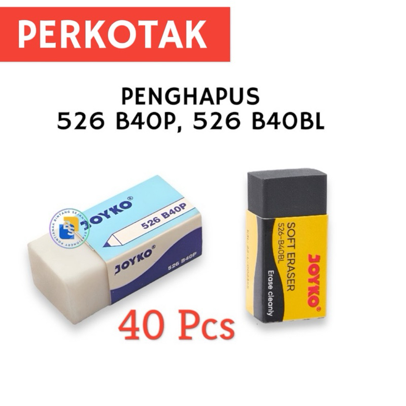 

40 Pcs Perkotak - Penghapus Joyko Putih 526 B40P Hitam 526 B40BL