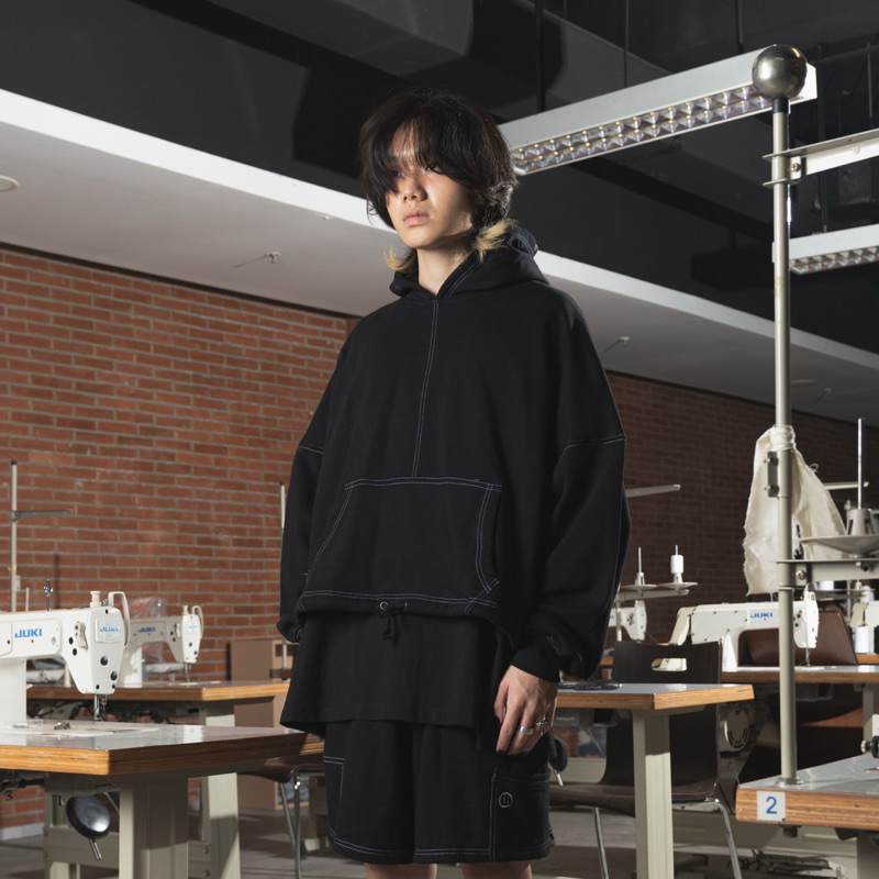 KLP FAITH FADE Academia - Pokey Contrast Stitch Boxy Hoodie