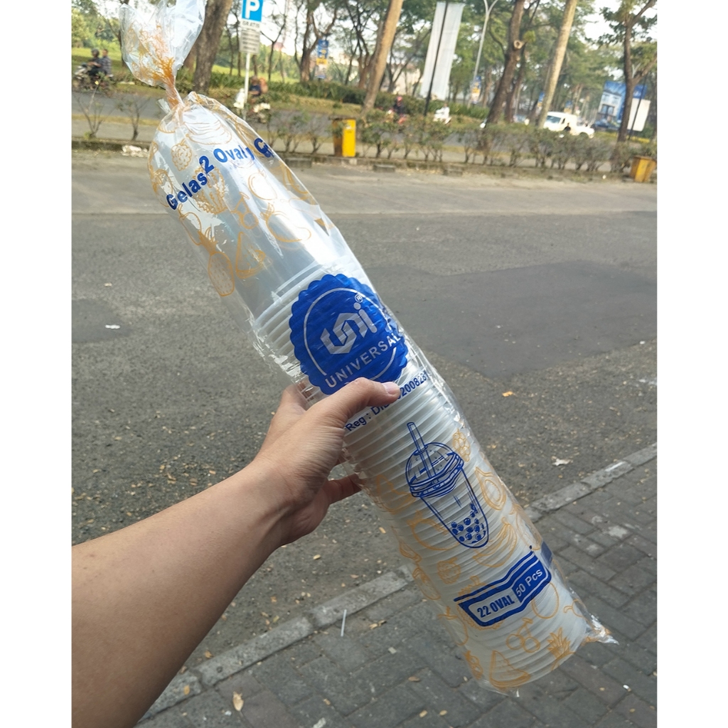 Gelas Oval 22oz Cup Oval 22 Oz Gelas Plastik Bulat ( 50 Pcs )