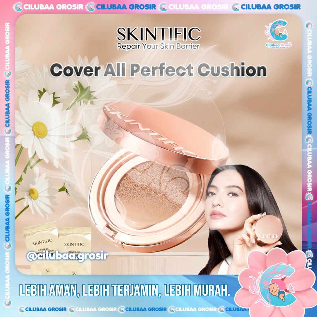 SKINTIFIC Cover All Perfect Cushion || High Coverage Poreless & Flawless Foundation 24H Long-lasting