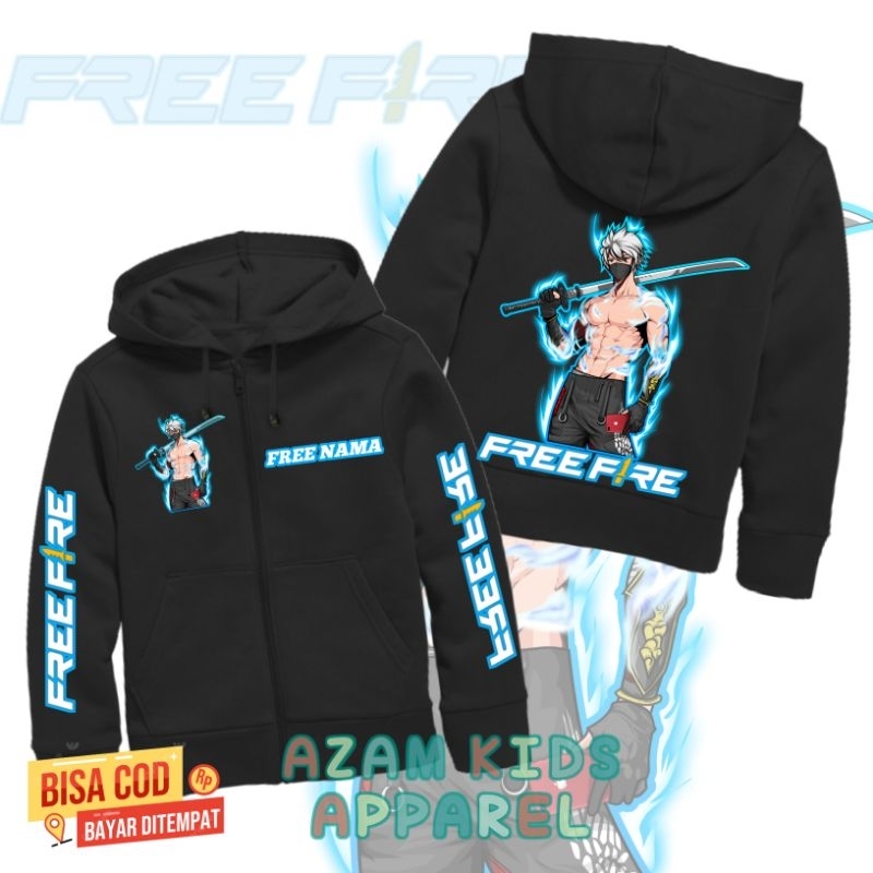 (BISA COD) JAKET HOODIE ANAK FREE FIREEE KARAKTER FF FREE NAMA / JAKET RESLETING ANAK KARAKTER FF FR