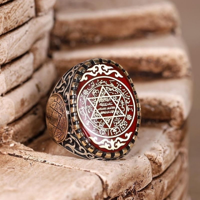 Cincin Perak Osmanli / Cincin Lambang Bintang Nabi Sulaiman Turki Silver 925