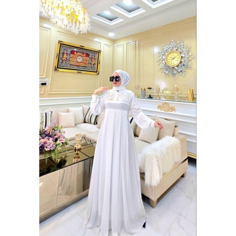 Ready dress anisa terbaru, bahan katun ceruty premium , gamis pesta kekinian