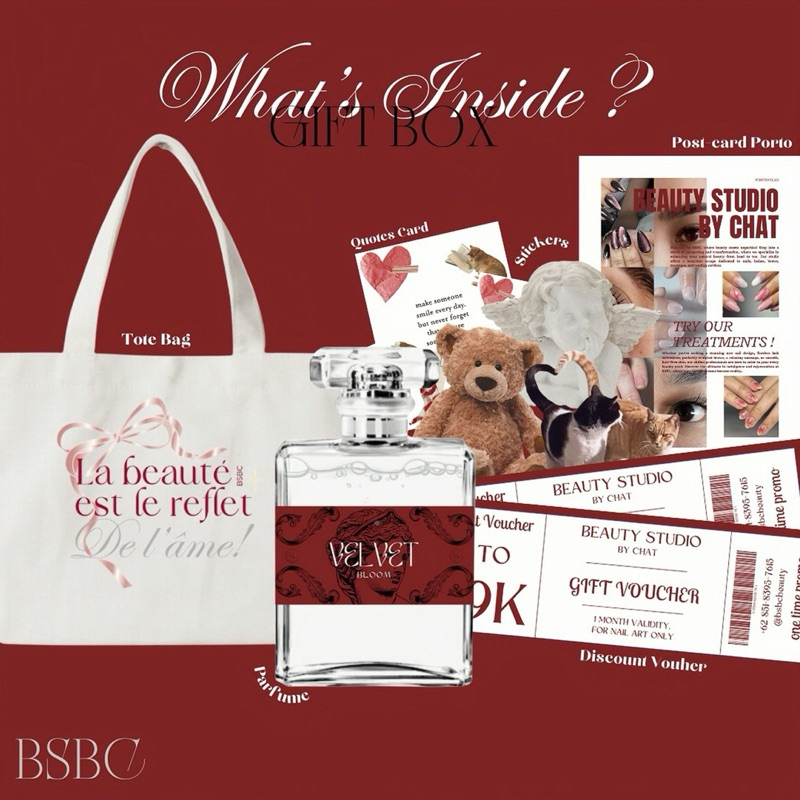 

BSBC GIFT BOX (Parfume,Totebag,Nails,etc) CLAIM VOUCHER TULIS NOTES TGL JAM