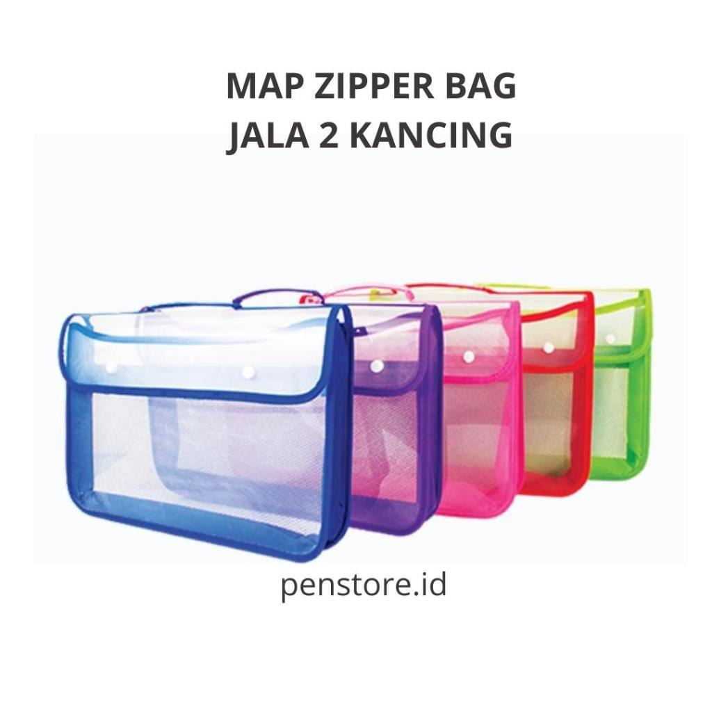 

(pcs) Tas 2 Kancing / School Bag Folio / Document Bag / Map Jala / Zipper Bag