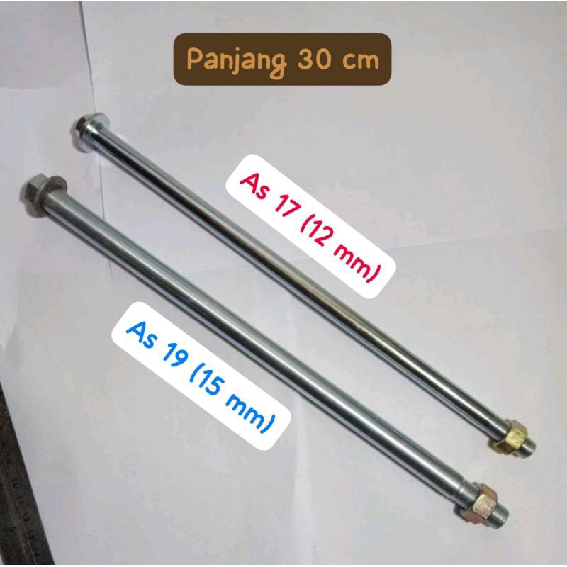 AS RODA DIAMETER 12MM DAN 15MM PANJANG 30CM / AS RODA SUPER PANJANG SUPER TRACK PANJANG 30CM /AS ROD