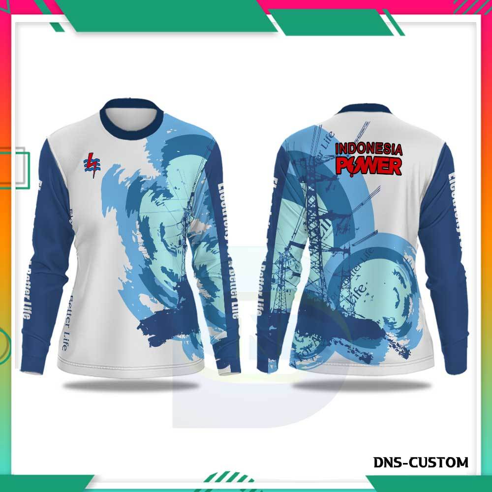 Baju Wanita PLN Indonesia New Kaos Jersey PLN Listrik Pintar Custom Fullprint