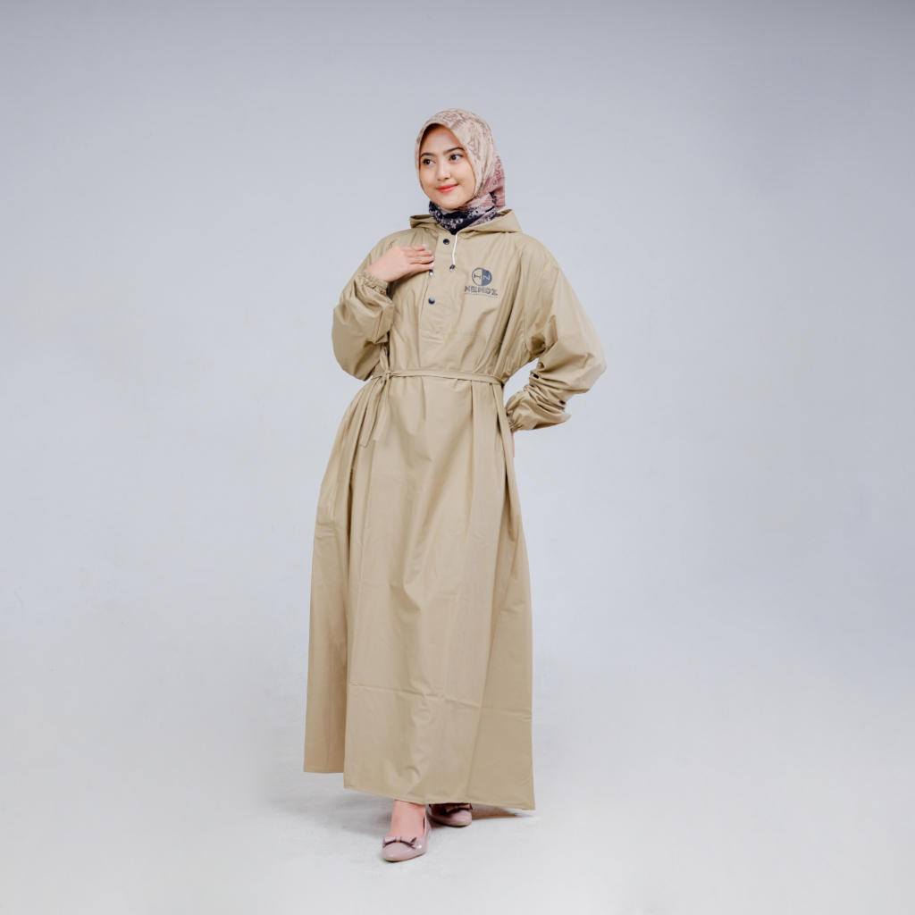 Jas Hujan Wanita Gamis Dewasa bahan PVC karet tebal eastis kuat Jas Hujan muslimah rok dan baju Syar