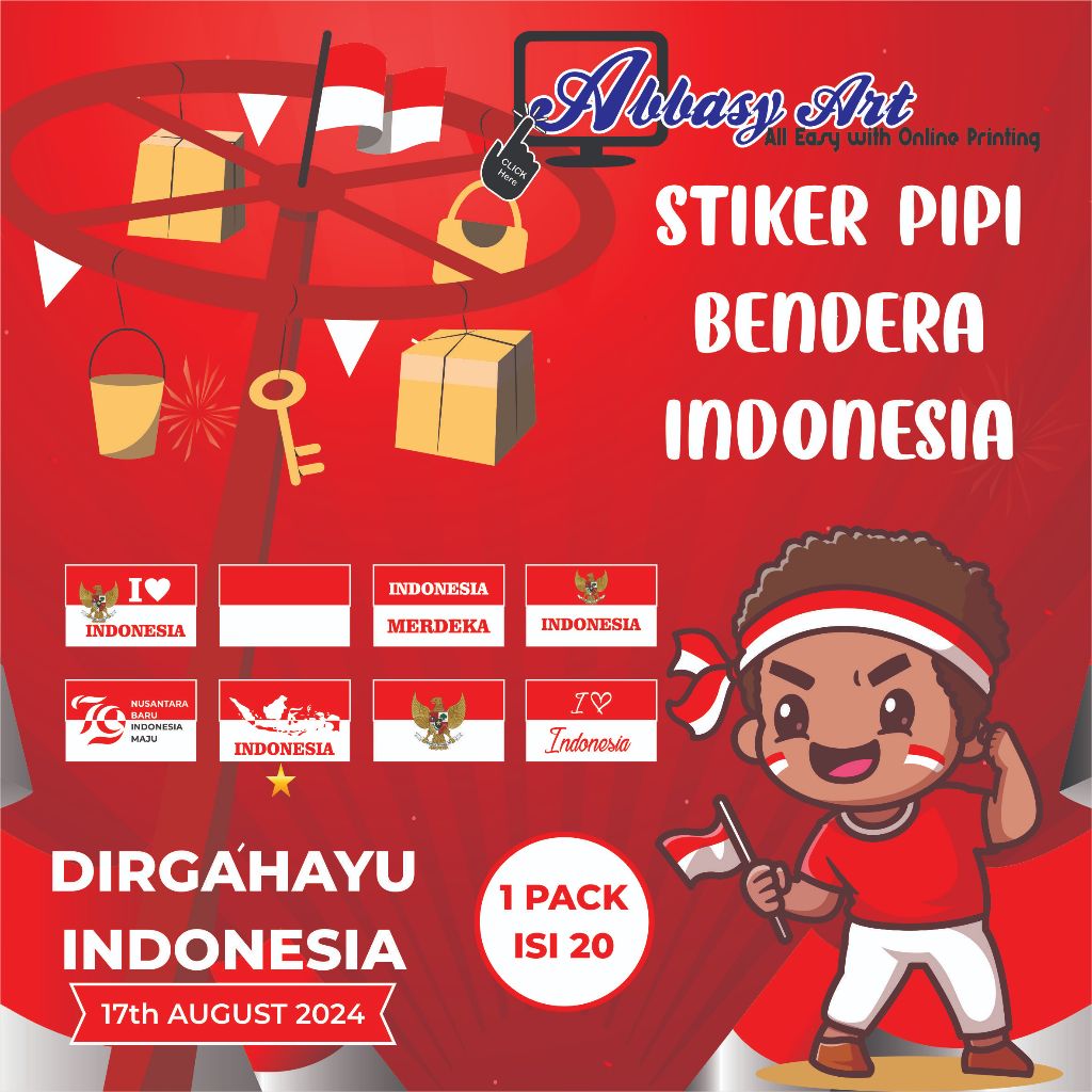 

Stiker pipi bendera merah putih - Tempelan Pipi Bendera