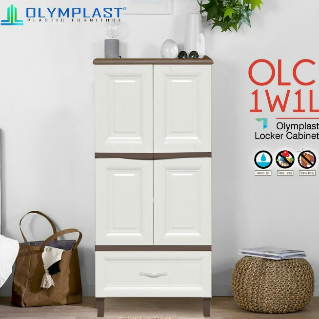 Lemari Plastik Olymplast OLC 1W1L Besar Elegan Classic Putih
