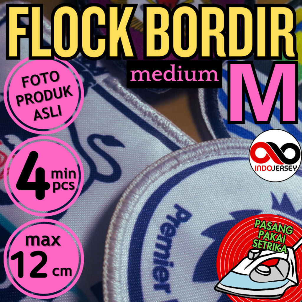 OK Patch Emblem Custom Logo FLOCK BORDIR MEDIUM M (Alternatif Woven) JOSS