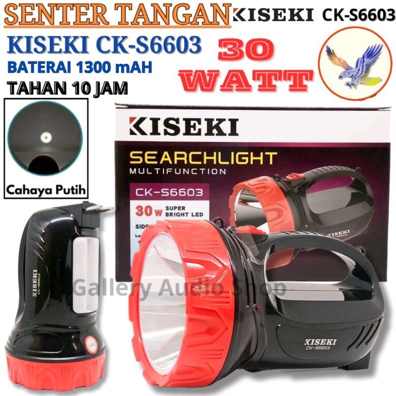 Senter Tangan Jumbo Super Terang KISEKI CK-S6603 | Senter Tangan 30 Watt LED Cas Lampu Emergency Poc
