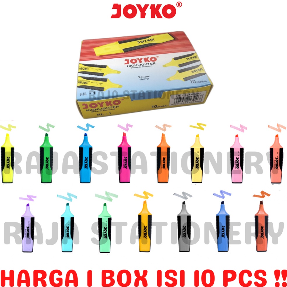 

KODE P9N Joyko HIGHLIGHTER PASTEL NEON COLOUR PENANDA JOYKO WARNA NEON PASTEL BOX 1PCS