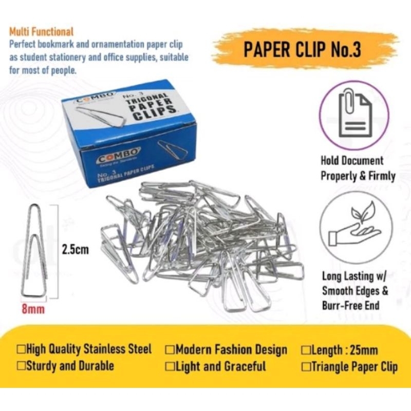 

Penjepit Kertas Paper Clip Klip Kecil / Trigonal Paper Clips No 3 Combo