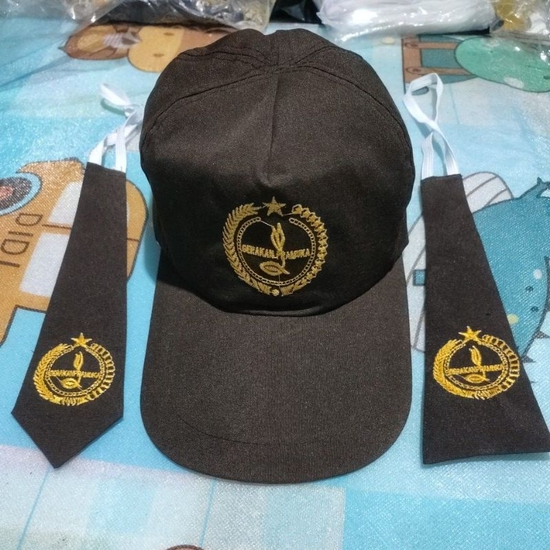 paket topi dan dasi pramuka bordir anak pria wanita