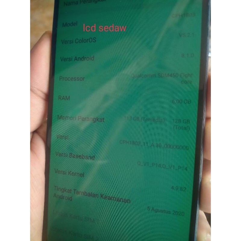 lcd tc hp Oppo A3s cph1803 minus sedow normal bonus casing
