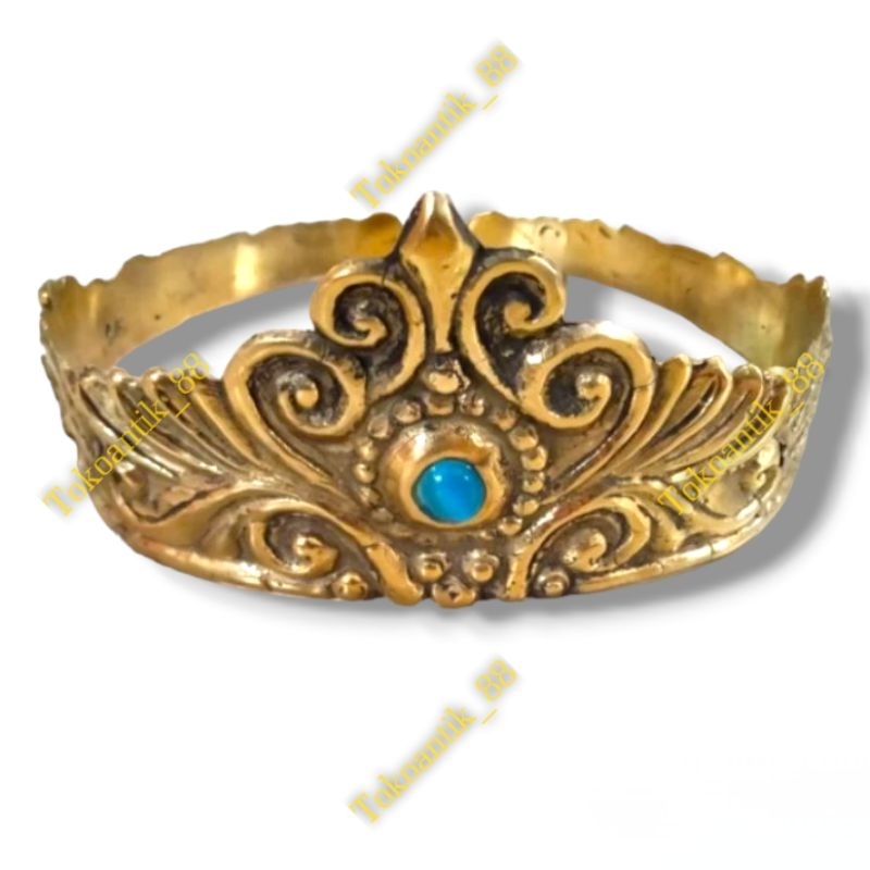 Mahkota Raja Majapahit + Gelang lengan Bahan Kuningan Asli Warna Emas