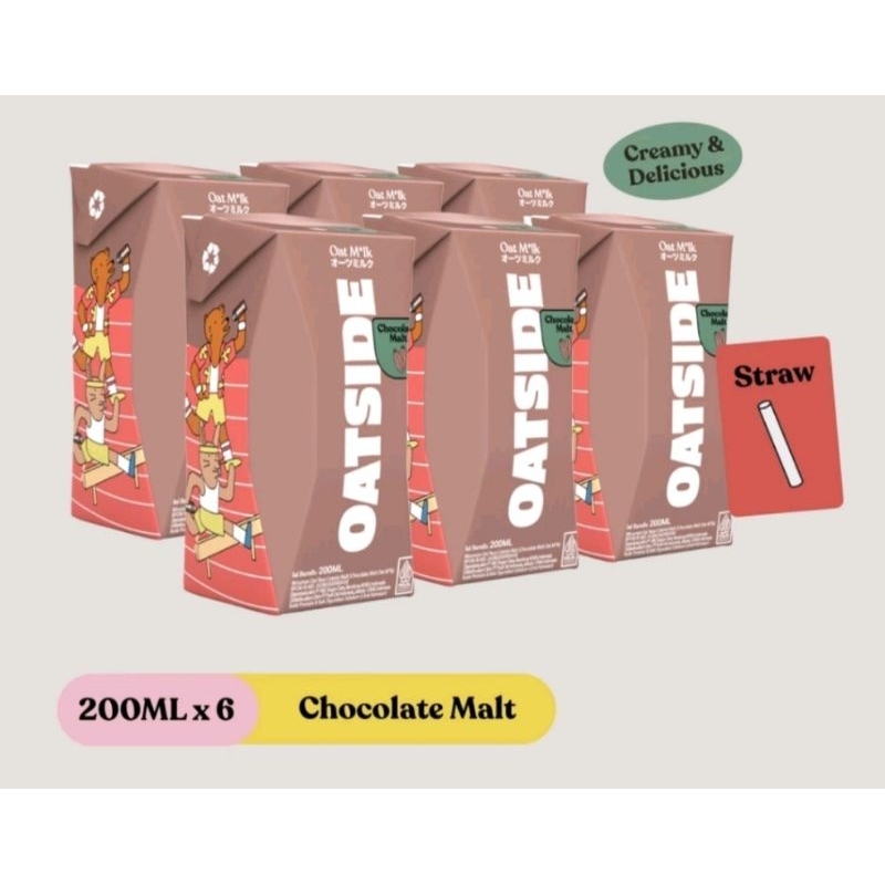 

Oatside 200ml isi 6 pcs Exp 2025 ( kemasan menggunakan sedotan ) Chocolate | Chocolate malt | barista blend | coffee