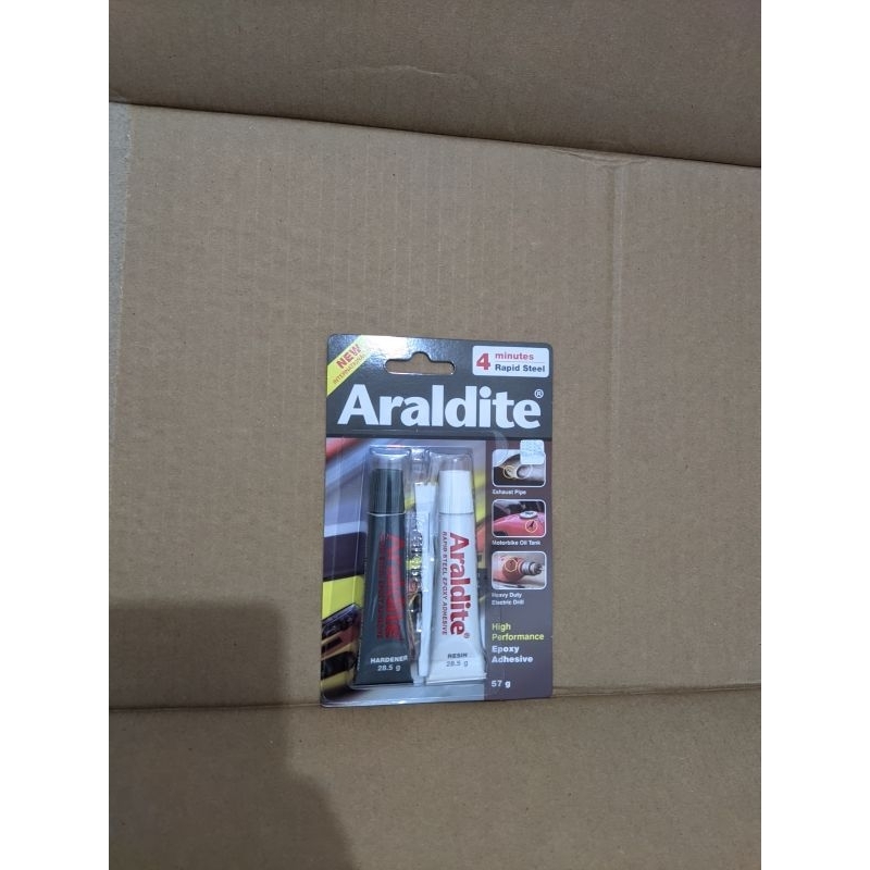 

Lem araldite 4 menit rapid steel epoxy hitam putih lem besi 57g (28.5g x 2) grey