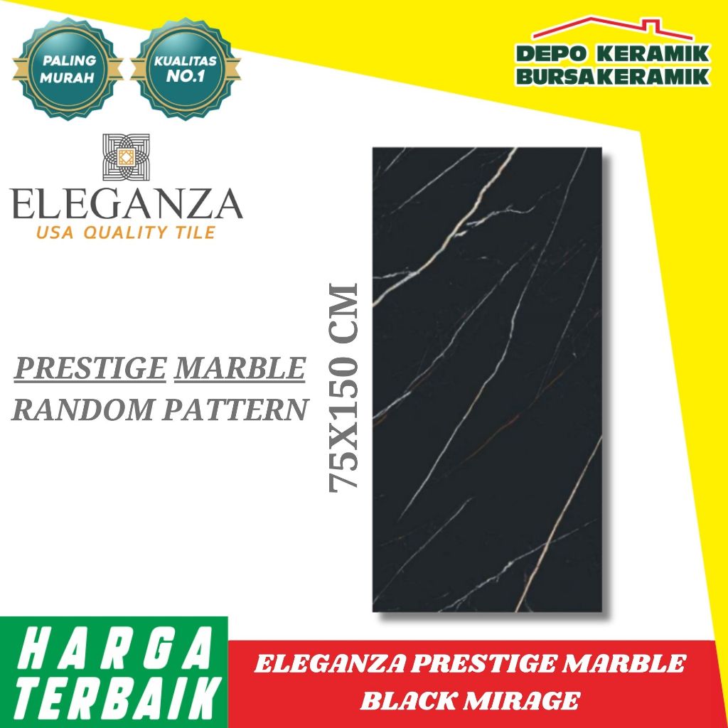GRANIT MEWAH ELEGANZA 75X150 CM PRESTIGE MARBLE BLACK MIRAGE