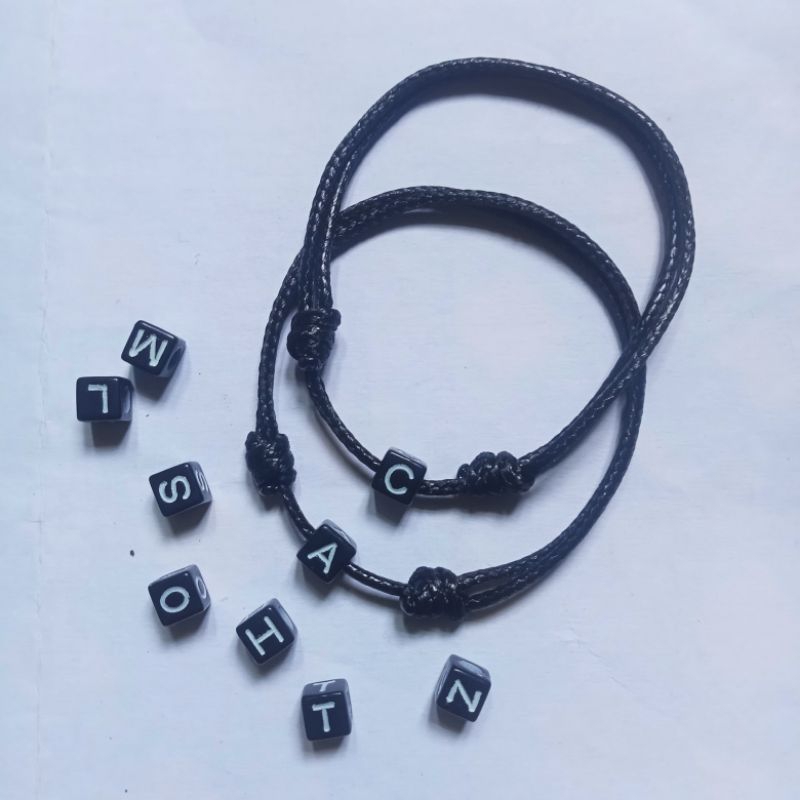 Gelang tali inisial huruf A-Z ,gelang tali korea