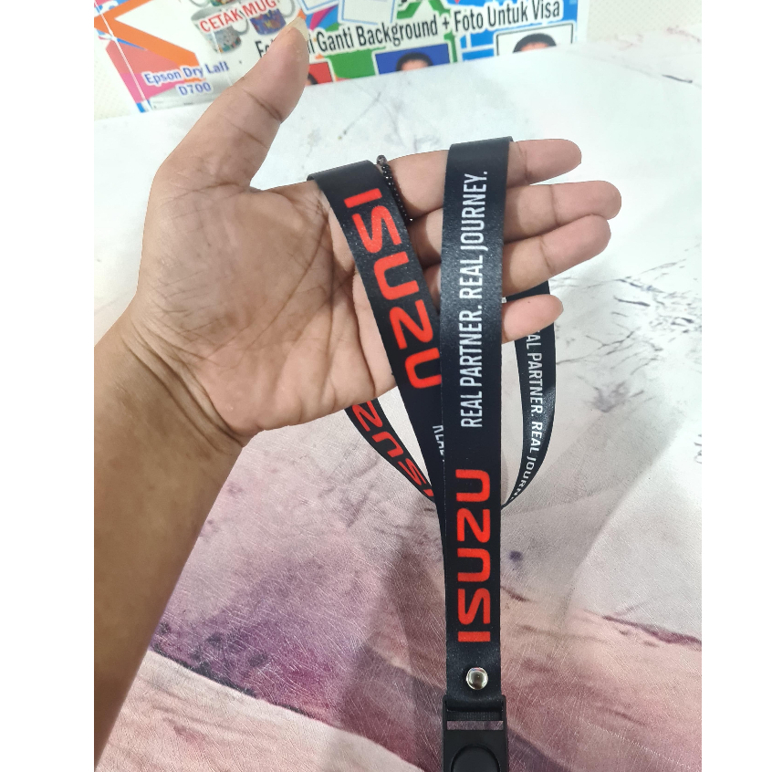 

Lanyard logo ISUZU Hitam Full printing custom 2sisi / Custom Lanyard Murah Pandawatali