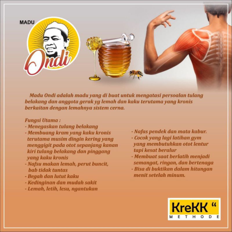 

Madu Ondi - Madu Otot Tulang Sendi Krek Metode READY STOK!!