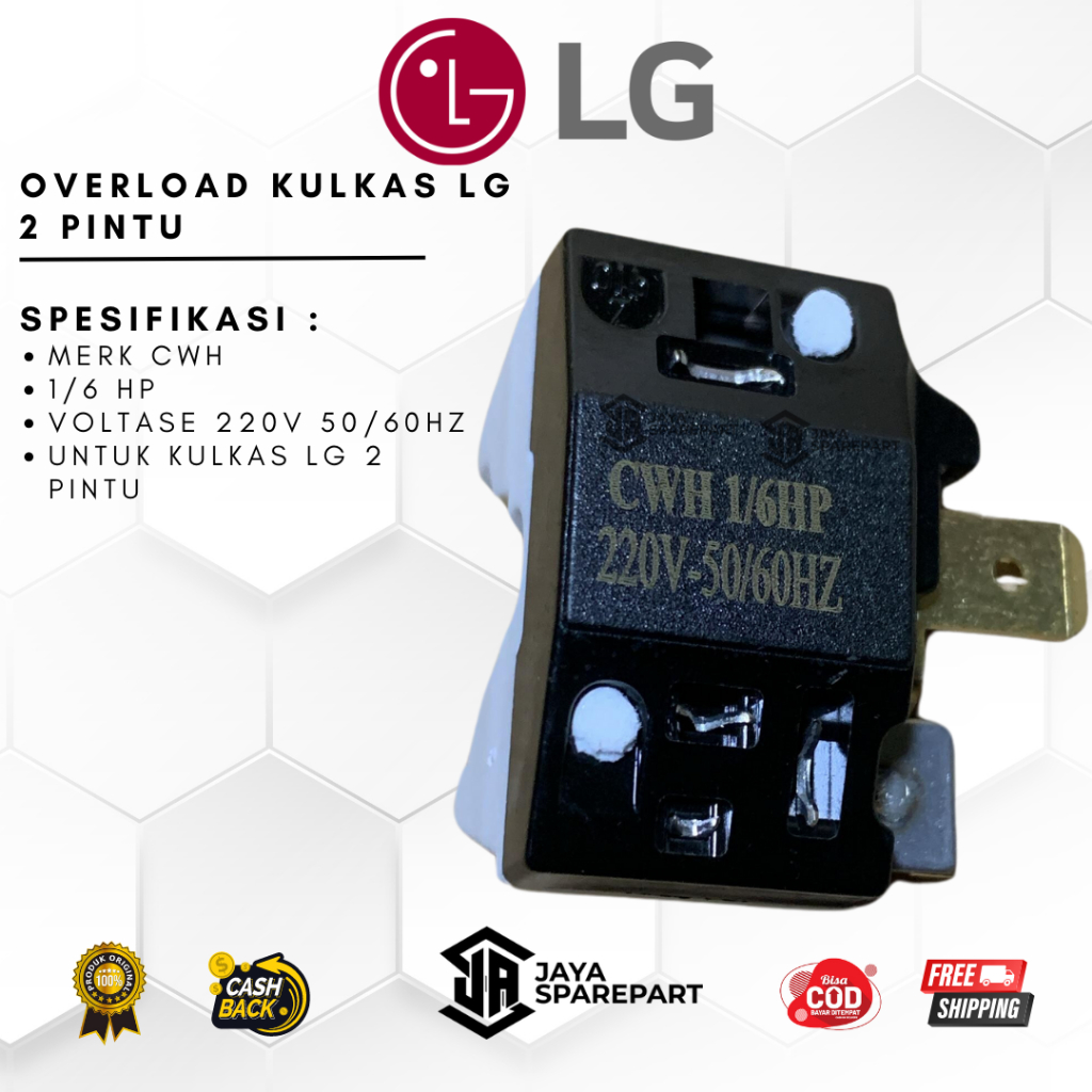 OVERLOAD KULKAS LG 2 PINTU 1/6 HP | SPAREPART KULKAS LG 2 PINTU