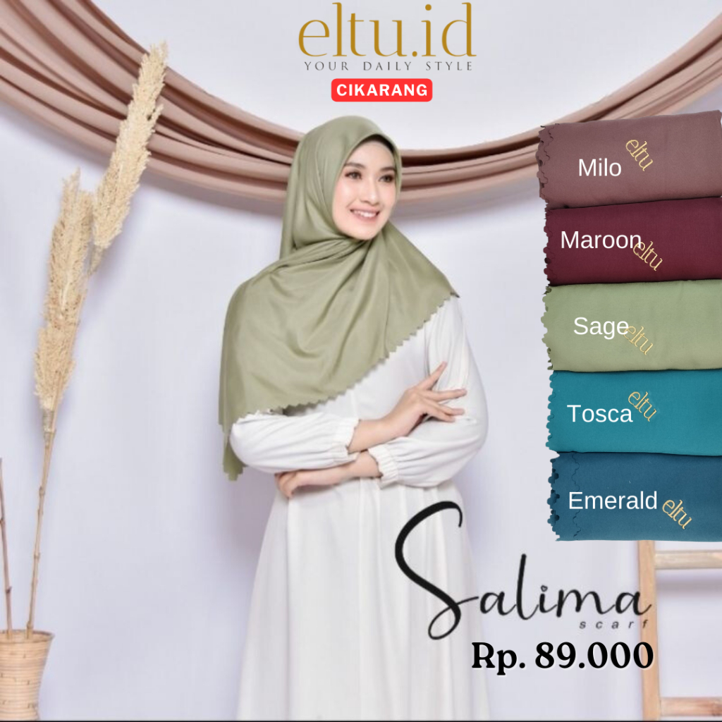 ELTU Salima Scarf - Kerudung Jilbab Hijab Segi Empat Polos Bahan Voal Ultra Satin