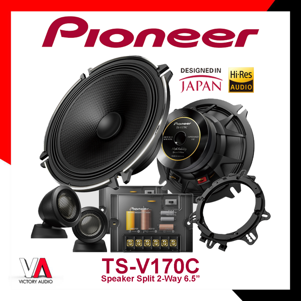 Speaker Split 2-Way Component System Audio Mobil PIONEER TS-V170C 6.5 Inch Mid Bass + Tweeter + Cros