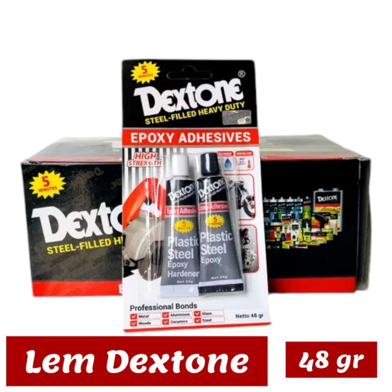 

LEM DEXTONE 48 GR/ LEM EPOXY / LEM CAMPUR/ BESI / SERBAGUNA/ DEXTONE 5 MENIT